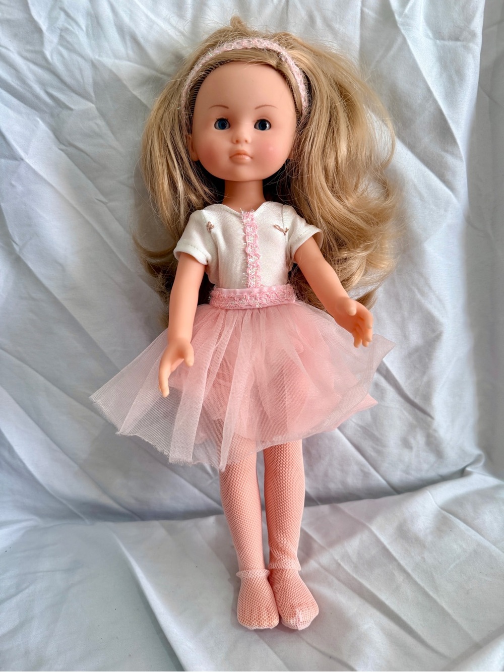 2012 Corolle 36cm Blonde Doll Blue Eyes Pink Dress Vintage